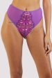 Walpole Purple Embroidered High Waist Thong For Sale