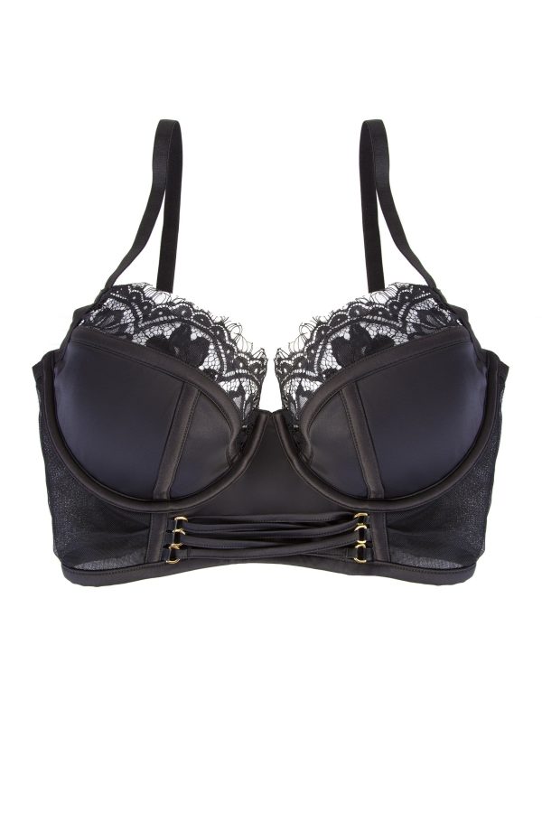 Bernadette Black Longline Corset Front DD E-G Bra Hot on Sale