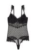 Wolf & Whistle Aime Dot Mesh and Lace Body Black Supply