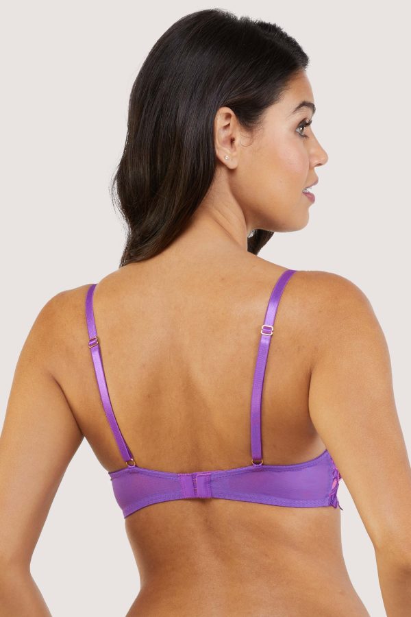 Walpole Purple Embroidered Strappy Balconette Bra For Cheap