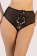 Alva Black Leatherette Lace Embroidery High Waist Brief Fashion