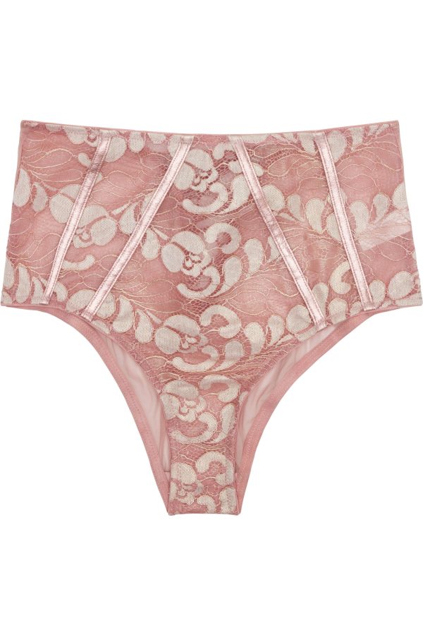 Peek & Beau Quinn Pink leatherette and lace HW brief Online Hot Sale