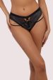 Tabitha Black Wet-Look Lace High Waist Thong Online Sale