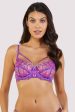 Walpole Purple Embroidered Strappy Balconette Bra For Cheap