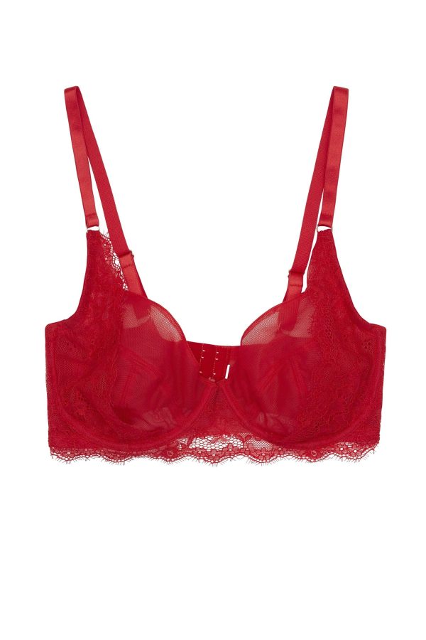 WW x Charlotte McKinney Cara Red Lace Overlay Bra B - G Online Hot Sale