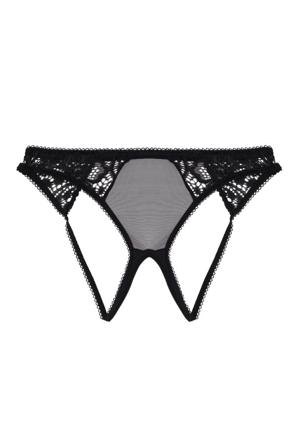 Black Lace And Mesh Ouvert Brief Online