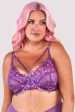 Walpole Purple Embroidered Strappy Balconette Bra For Cheap