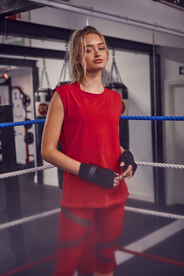 Cotton Knot Front Vest Red Online now