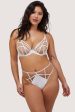 Ramona Optic White Strap Detail Illusion Mesh High Waisted Thong Online Sale