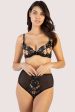 Alva Black Leatherette Lace Embroidery High Waist Brief Fashion