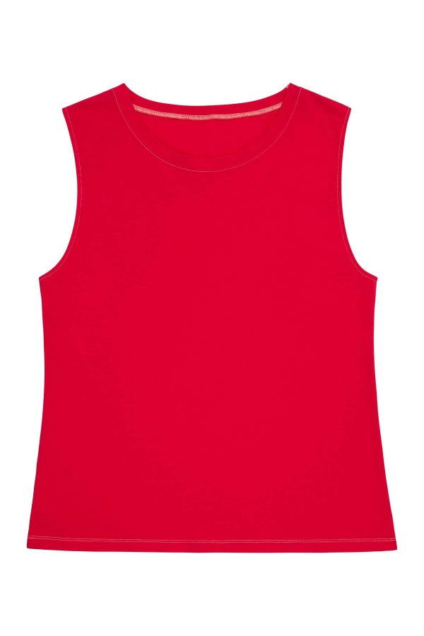 Cotton Knot Front Vest Red Curve For Cheap