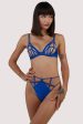 Ramona Cobalt Blue Strap Detail Illusion Mesh High Waisted Thong Online Sale