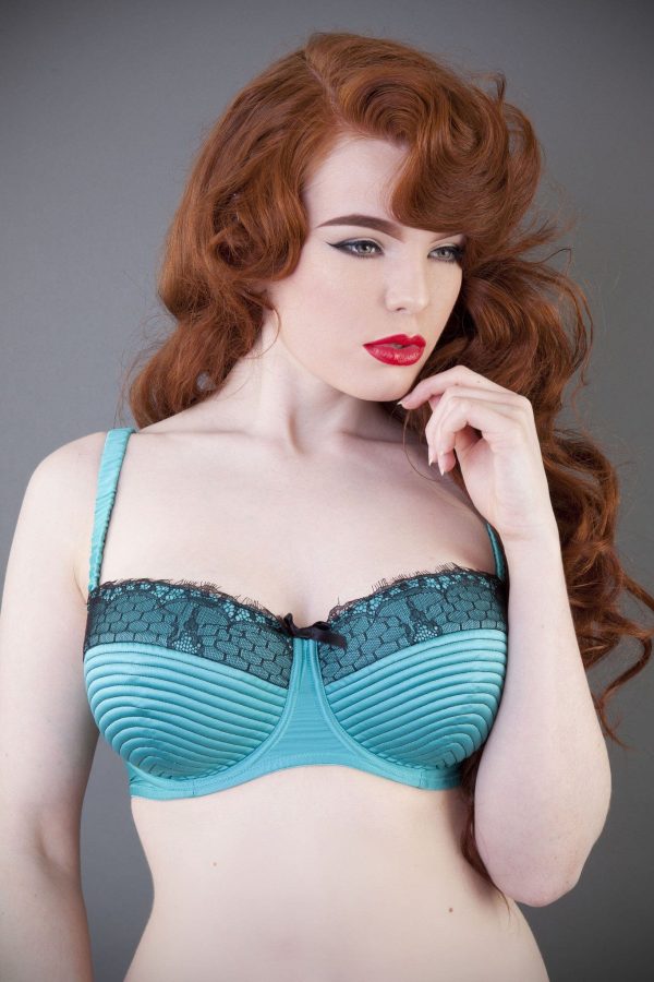 Portia Vintage Stitch Teal Bra DD+ Cups Hot on Sale