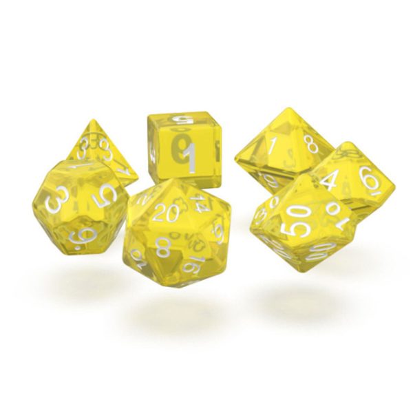 RPG Dice Set Translucent Yellow Set of 7 Cheap